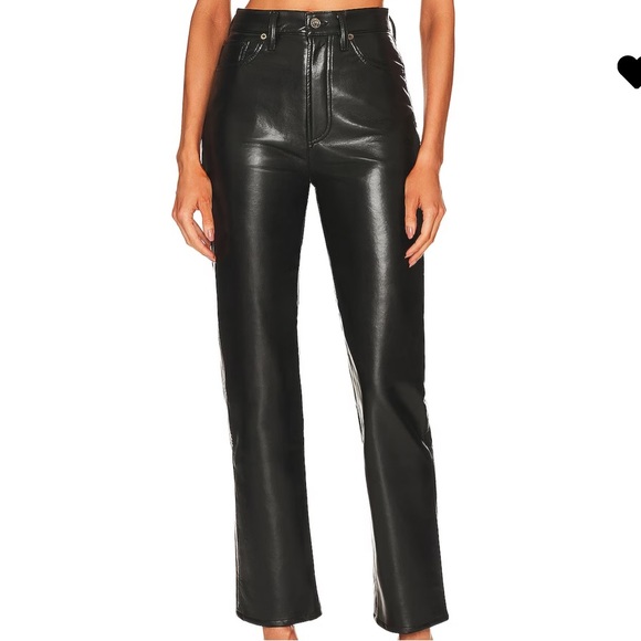 NWT Agolde Black Leather Pants - Picture 2 of 9